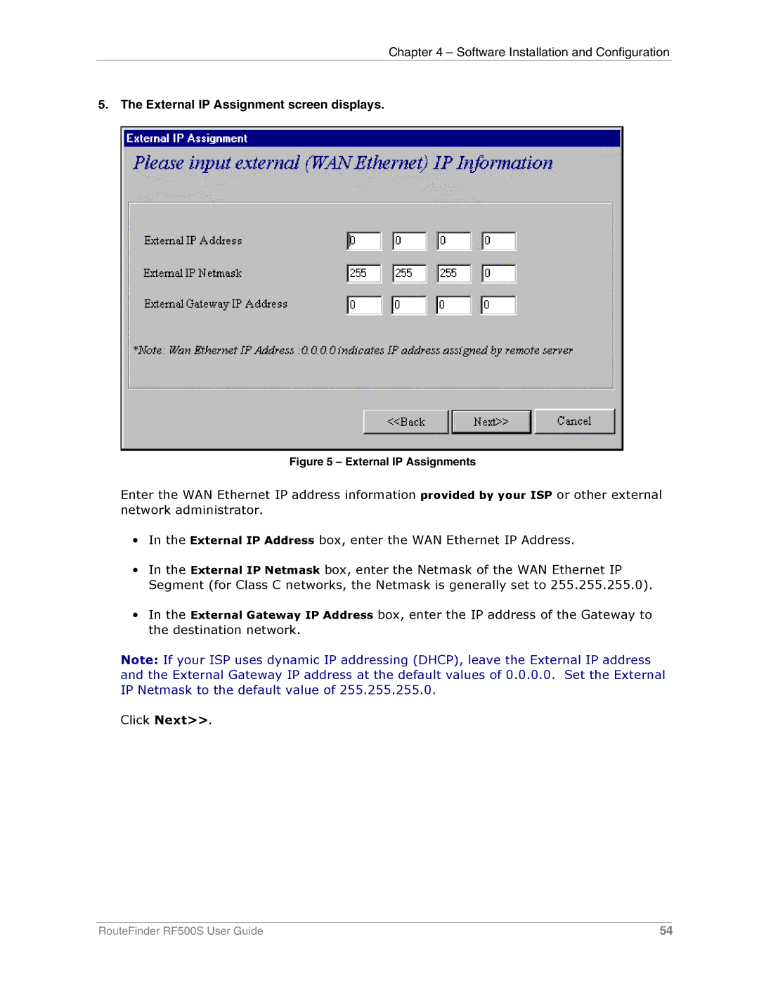 Multi-Tech Systems RF500S manual External IP Assignment screen displays, External IP Assignments 