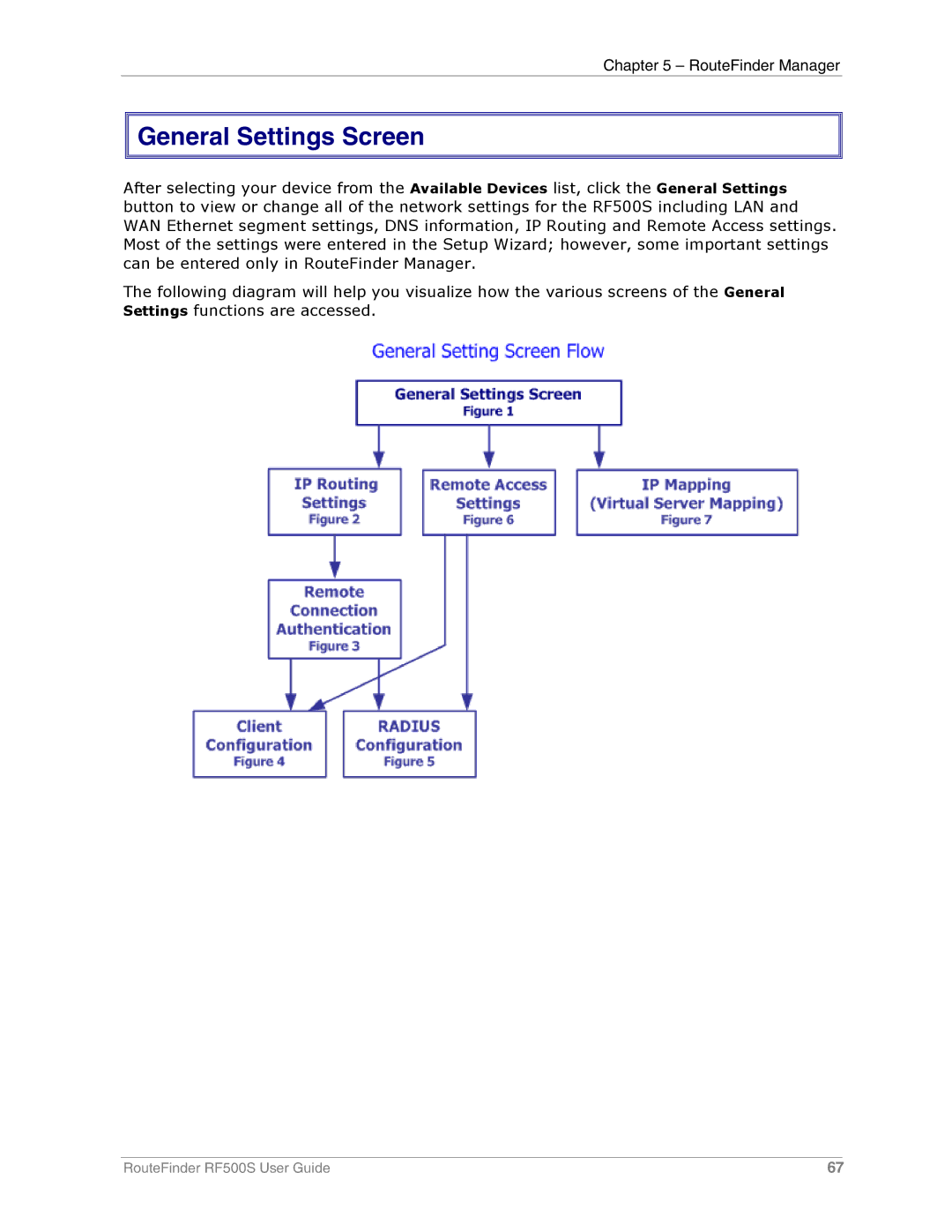 Multi-Tech Systems RF500S manual General Settings Screen 