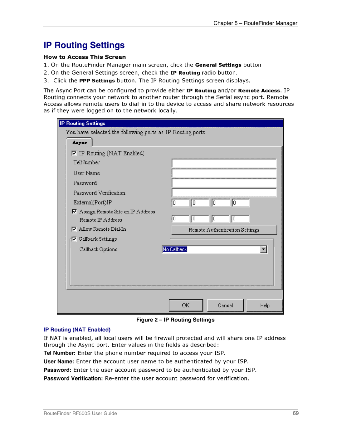 Multi-Tech Systems RF500S manual IP Routing Settings 