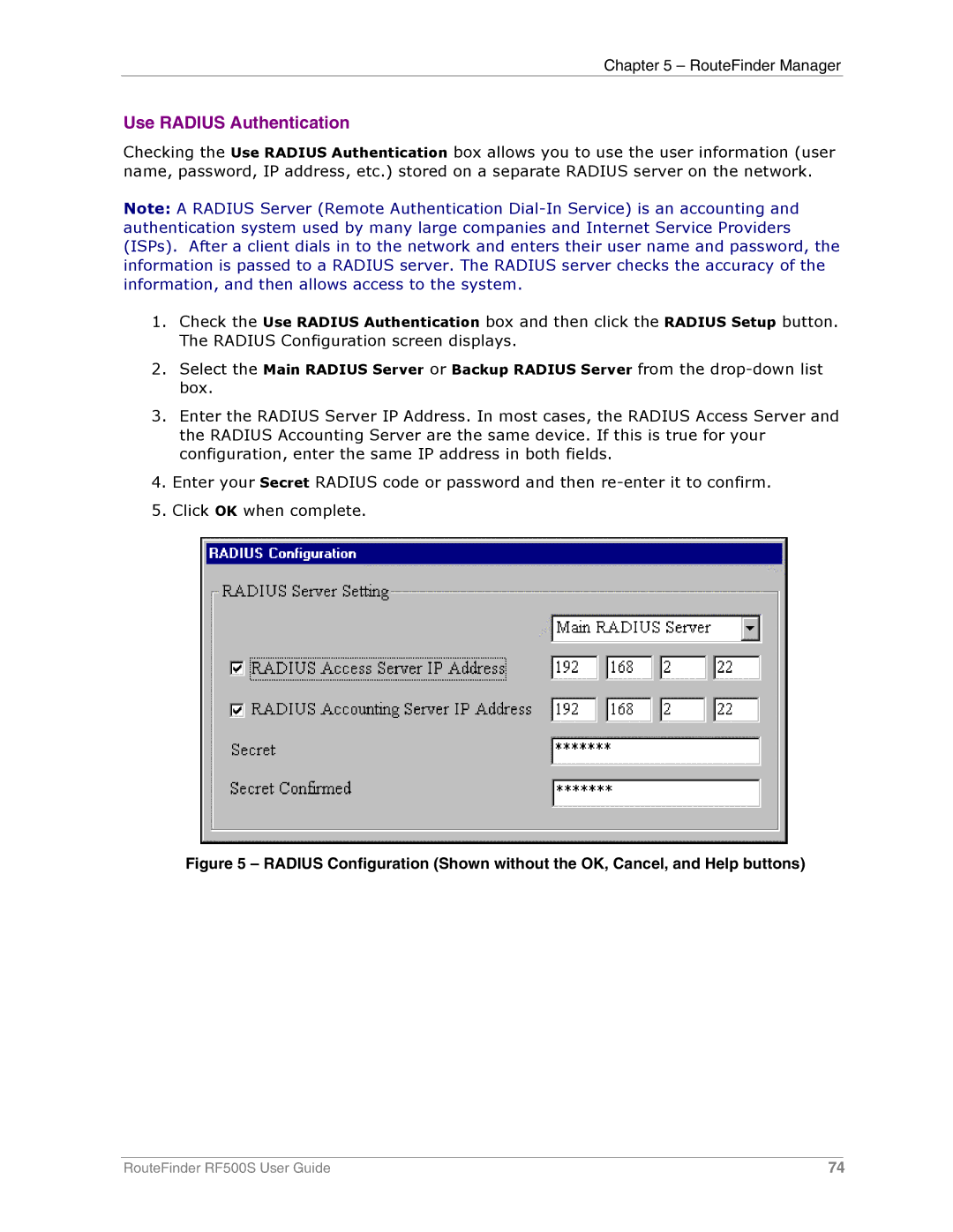 Multi-Tech Systems RF500S manual Use Radius Authentication 