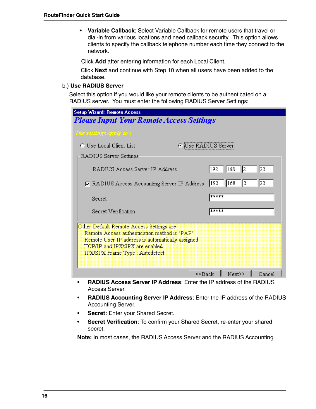 Multi-Tech Systems RF802EW quick start Use Radius Server 