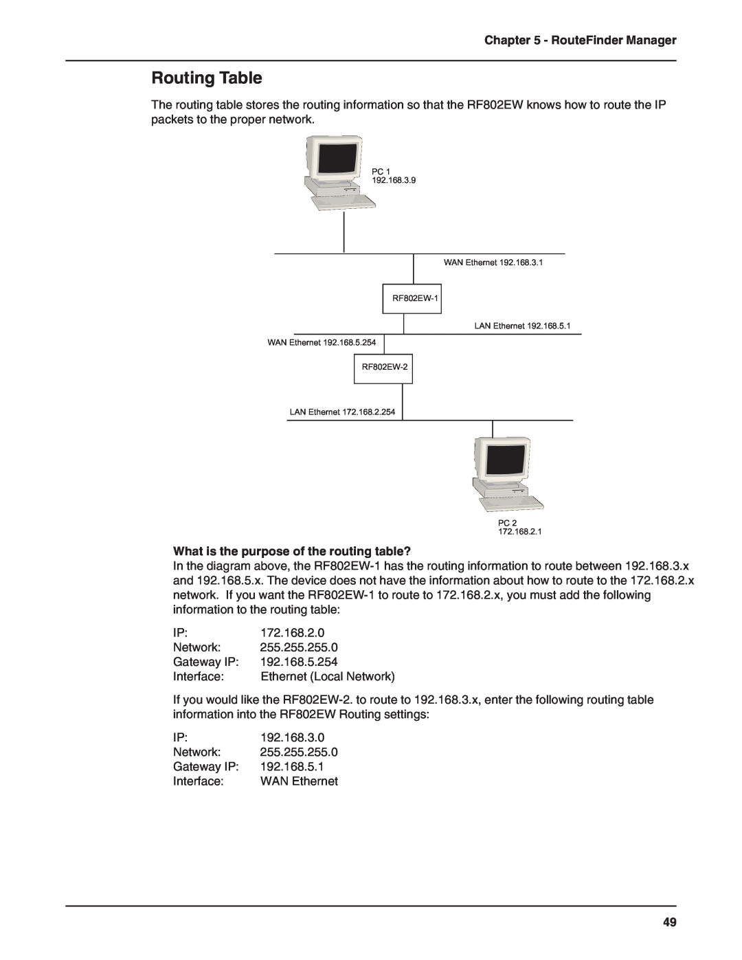 Multi-Tech Systems RF802EW manual Routing Table, What is the purpose of the routing table?, RouteFinder Manager 
