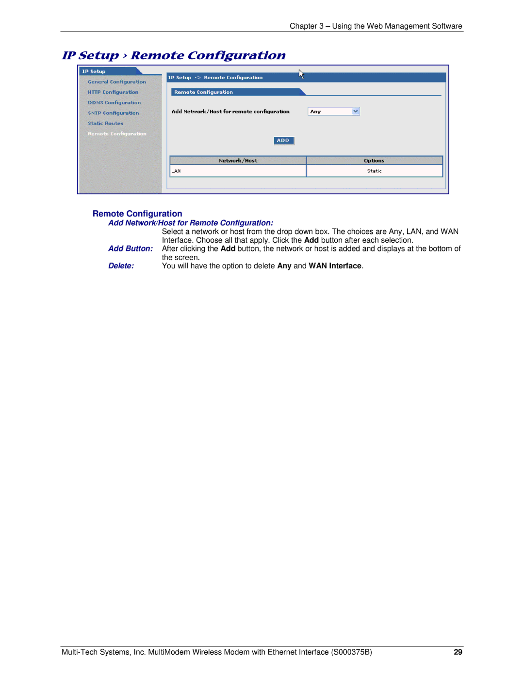 Multi-Tech Systems RJ-45, RJ-9 manual IP Setup Remote Configuration 