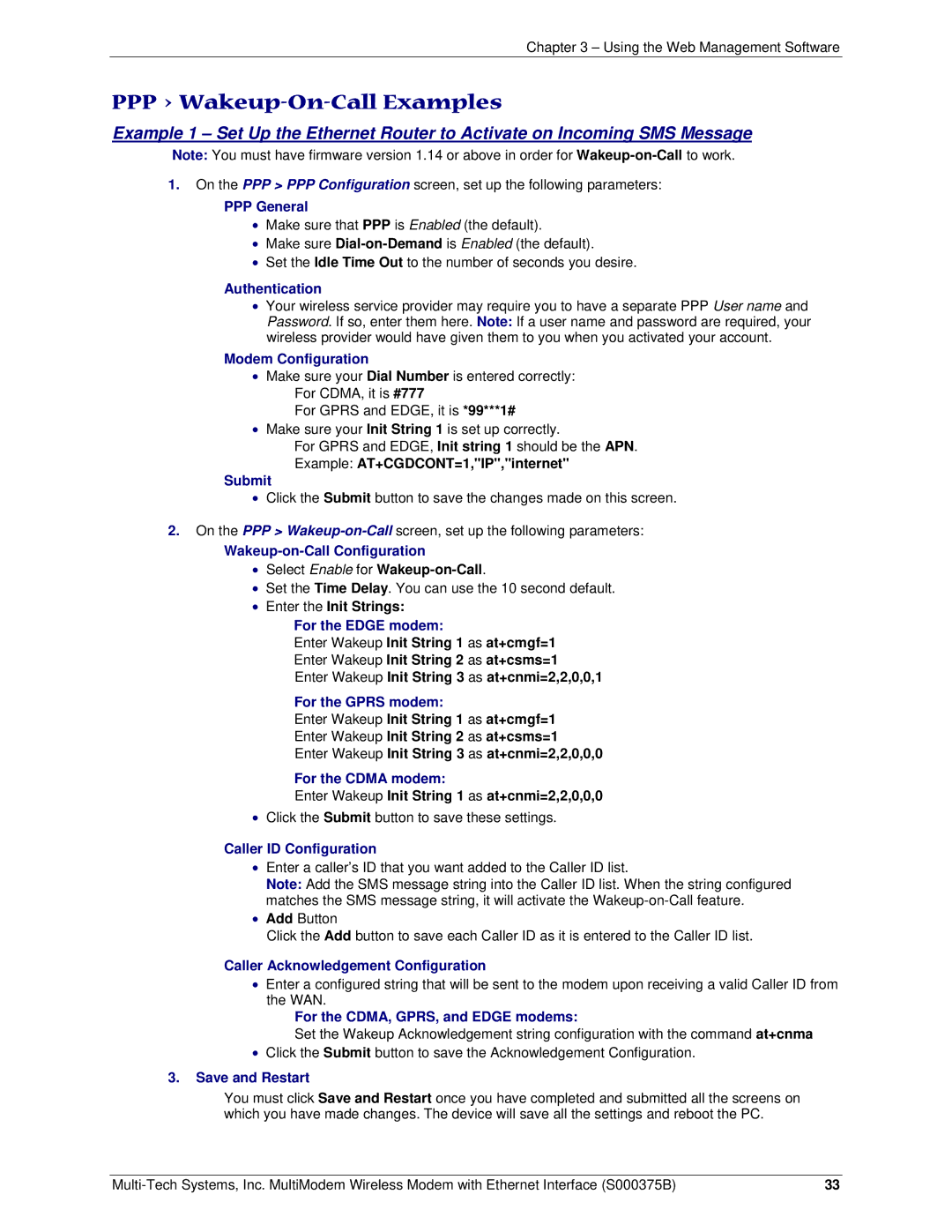 Multi-Tech Systems RJ-45, RJ-9 manual PPP Wakeup-On-Call Examples 