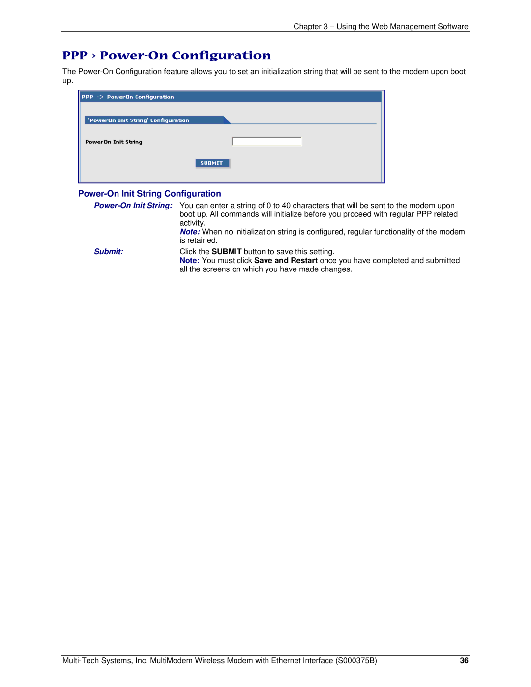 Multi-Tech Systems RJ-9, RJ-45 manual PPP Power-On Configuration, Power-On Init String Configuration 