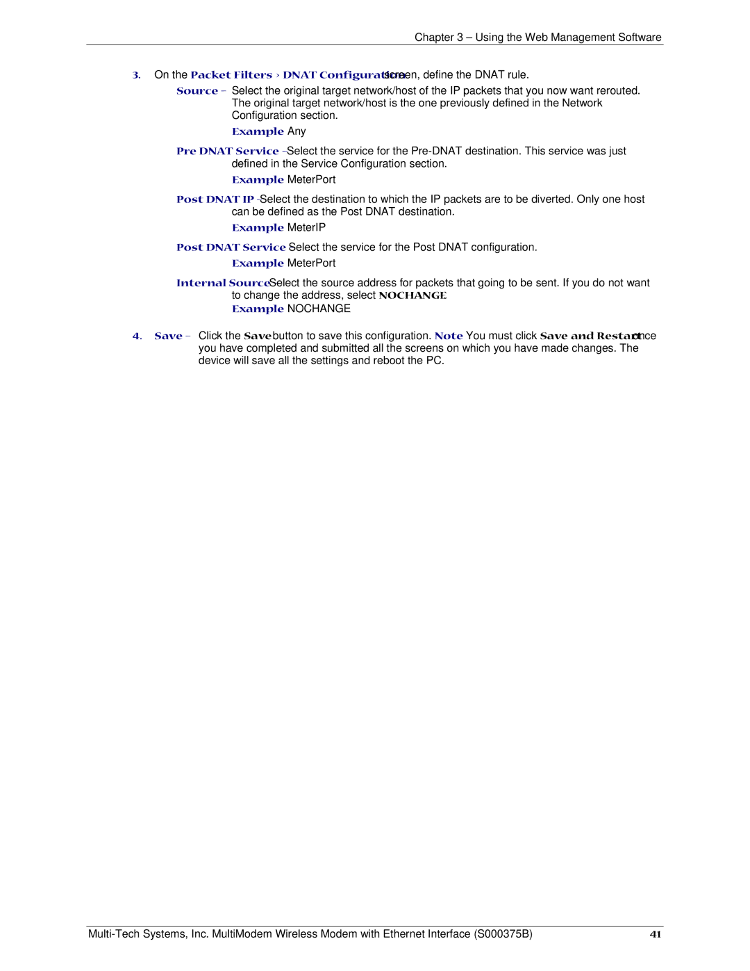 Multi-Tech Systems RJ-45, RJ-9 manual Example Any, Example MeterIP, Example Nochange 