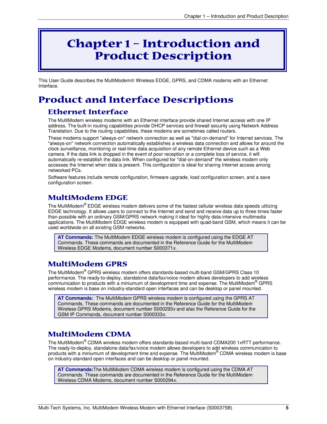 Multi-Tech Systems RJ-45, RJ-9 manual Introduction Product Description, Product and Interface Descriptions 