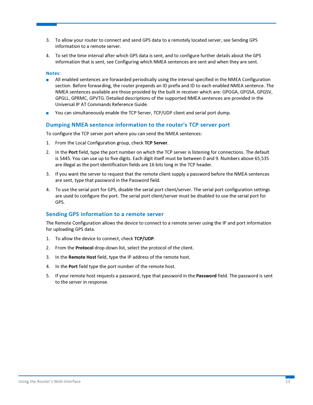 Multi-Tech Systems S000573A manual Sending GPS information to a remote server 