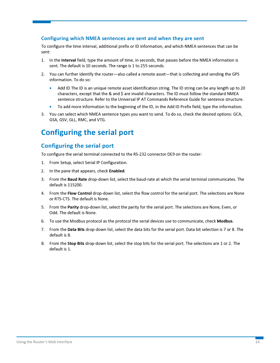 Multi-Tech Systems S000573A manual Configuring the serial port 