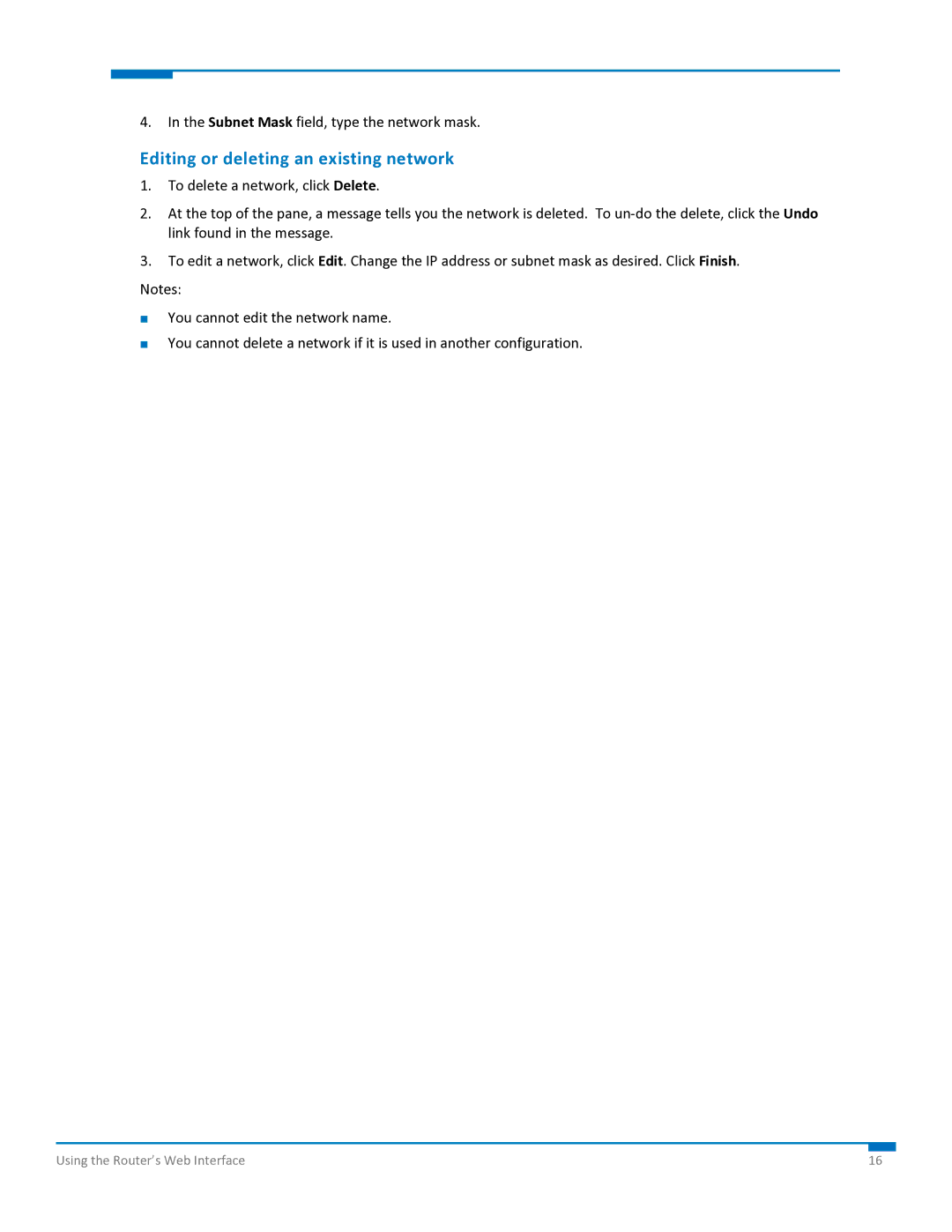 Multi-Tech Systems S000573A manual Editing or deleting an existing network 