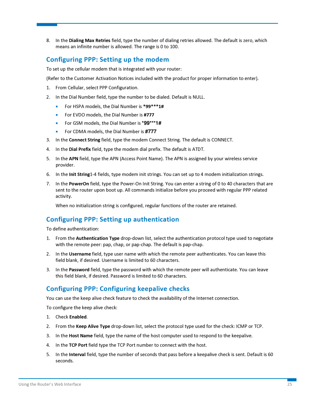 Multi-Tech Systems S000573A manual Configuring PPP Setting up the modem, Configuring PPP Setting up authentication 