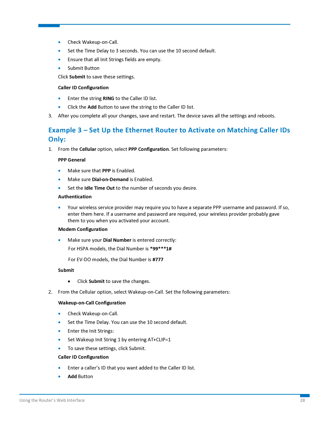 Multi-Tech Systems S000573A manual Caller ID Configuration, Submit 