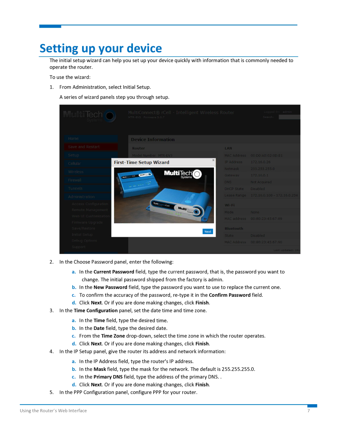 Multi-Tech Systems S000573A manual Setting up your device 