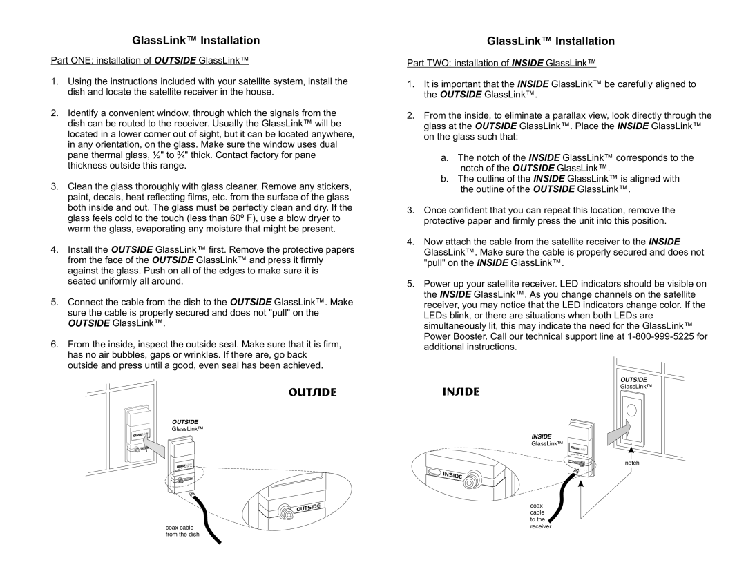 Multiplex Technology 1112 warranty GlassLink Installation 