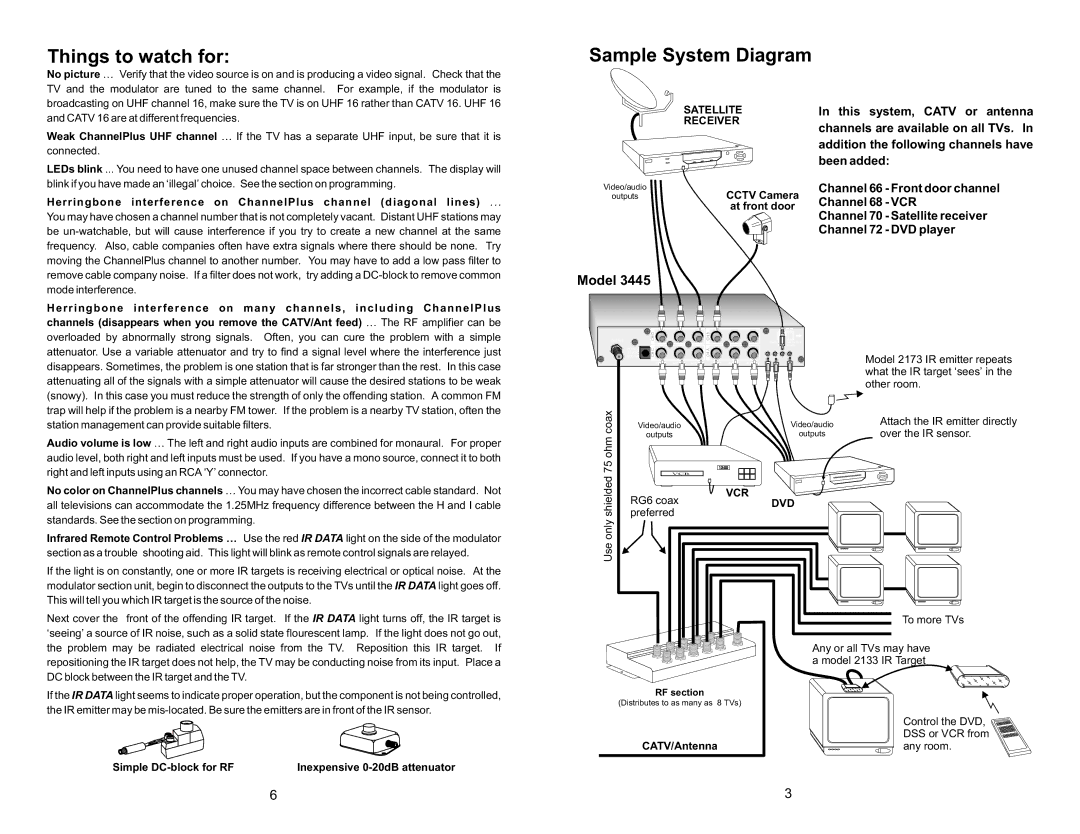 Multiplex Technology 3425, 3445 warranty Things to watch for, Sample System Diagram, Model 