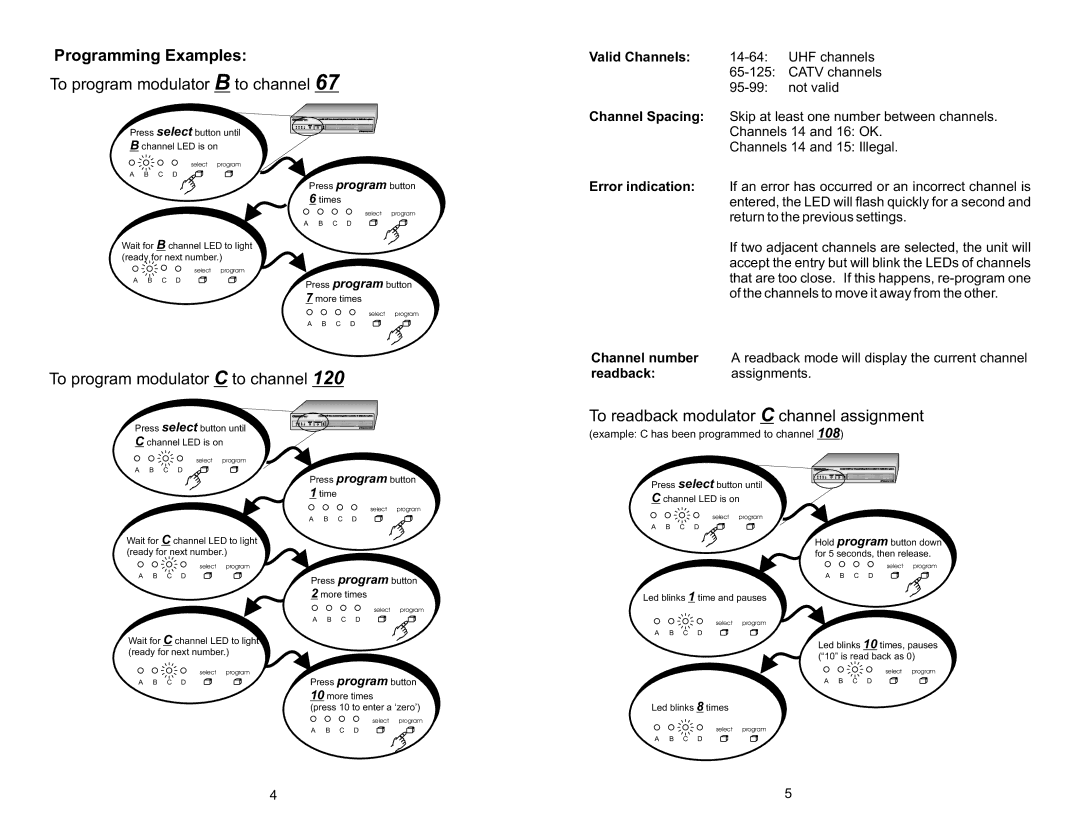 Multiplex Technology 3445, 3425 warranty Programming Examples, To program modulator B to channel 