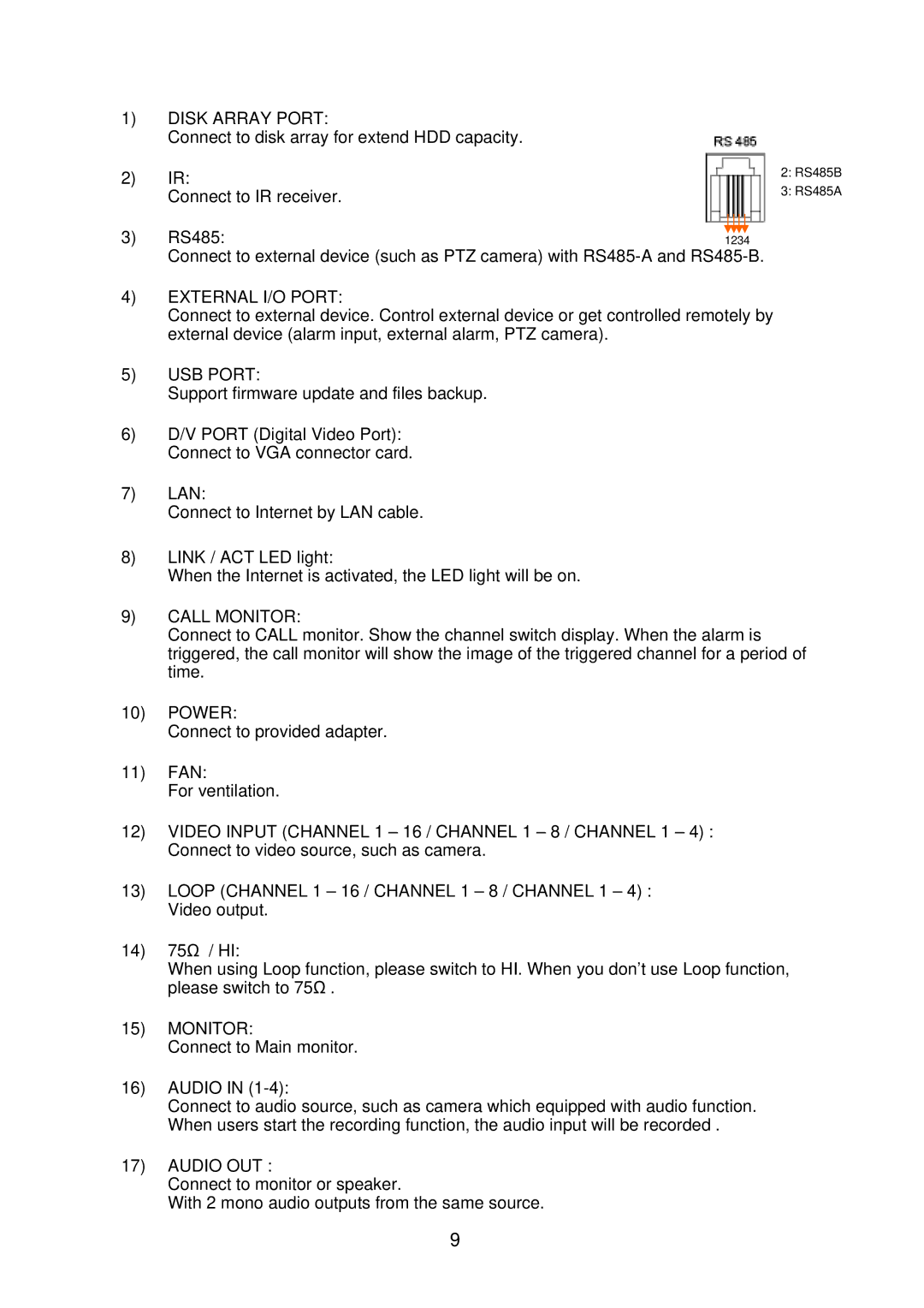 Multiplex Technology 8CH, 16CH, 4CH user manual Audio OUT 