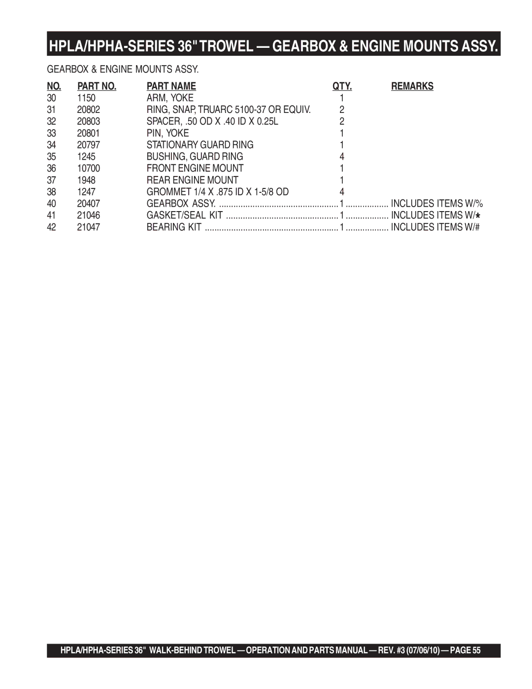 Multiquip 21362 ARM, Yoke, PIN, Yoke, Stationary Guard Ring, BUSHING, Guard Ring, Front Engine Mount, Rear Engine Mount 