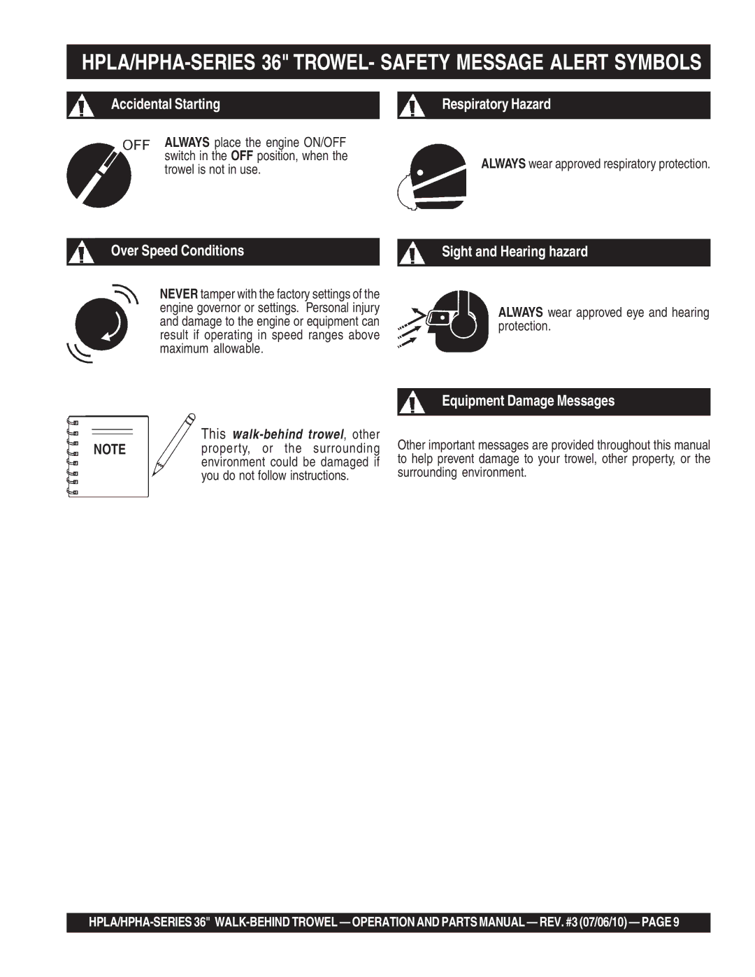 Multiquip 21362 manual Always wear approved eye and hearing protection, Property, or the surrounding 