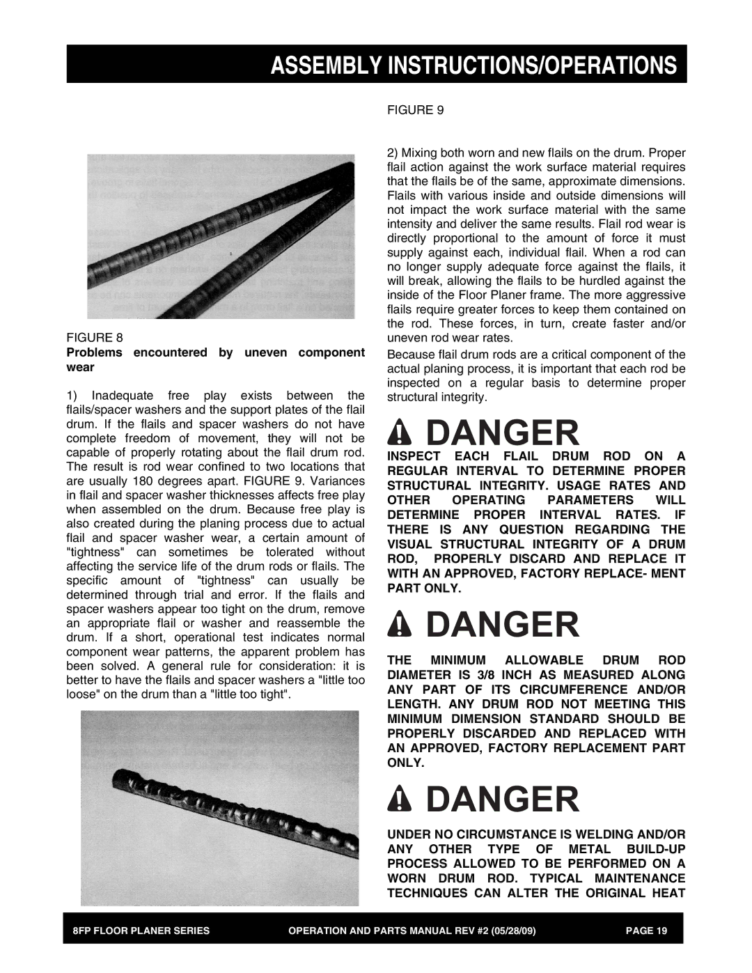 Multiquip 8FP Series manual Problems encountered by uneven component wear 