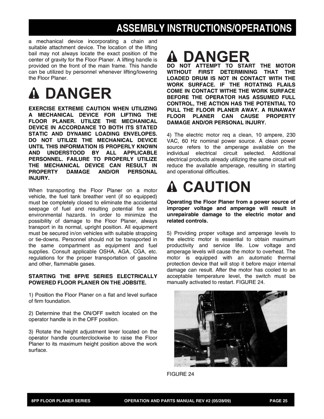 Multiquip 8FP Series manual Assembly INSTRUCTIONS/OPERATIONS 