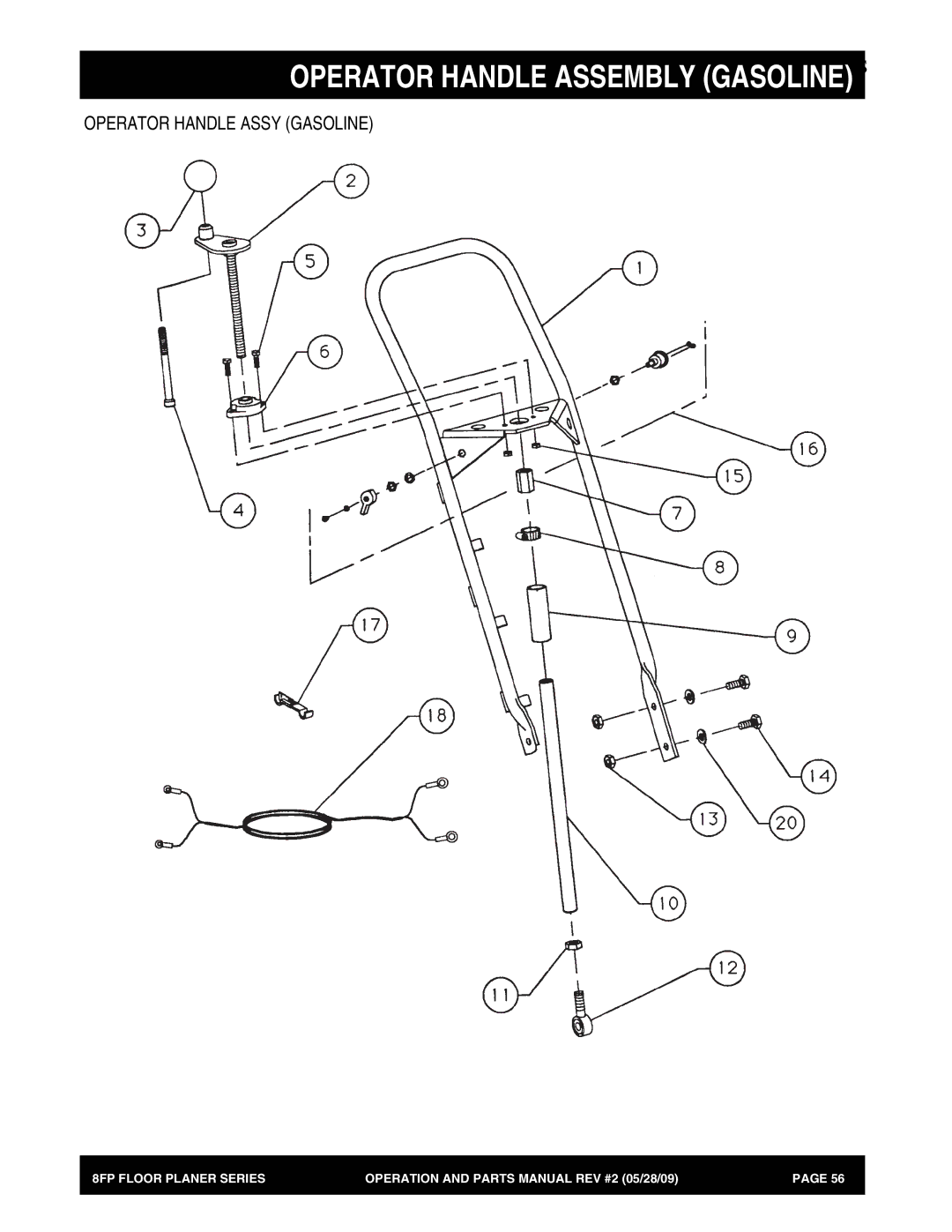 Multiquip 8FP Series manual Operator Handle Assembly Gasoline, Operator Handle Assy Gasoline 