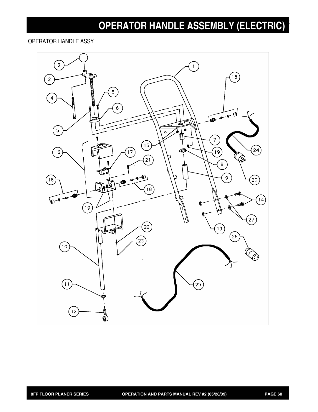 Multiquip 8FP Series manual Operator Handle Assembly Electric, Operator Handle Assy 