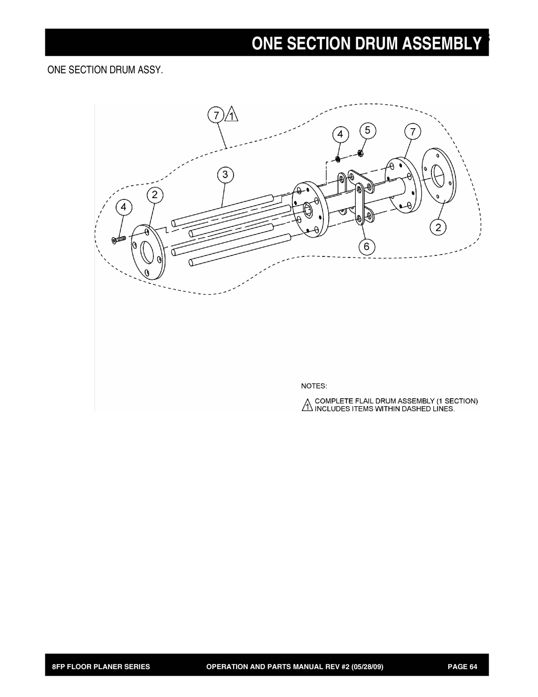 Multiquip 8FP Series manual ONE Section Drum Assembly, ONE Section Drum Assy 