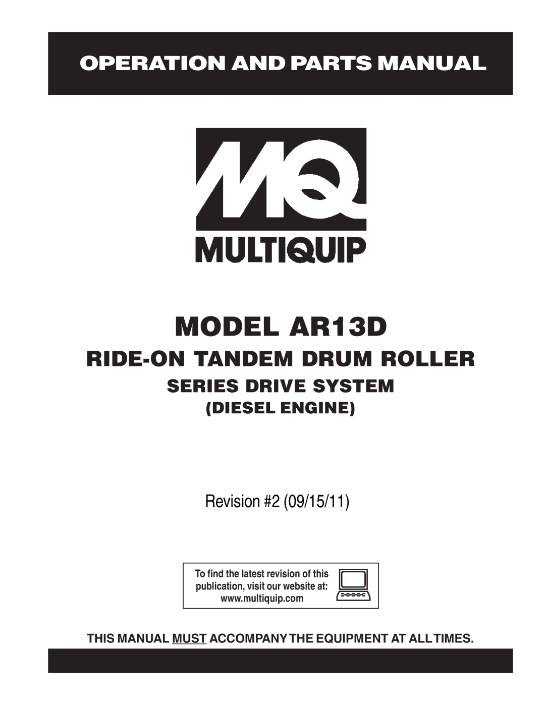 Multiquip manual Model AR13D 