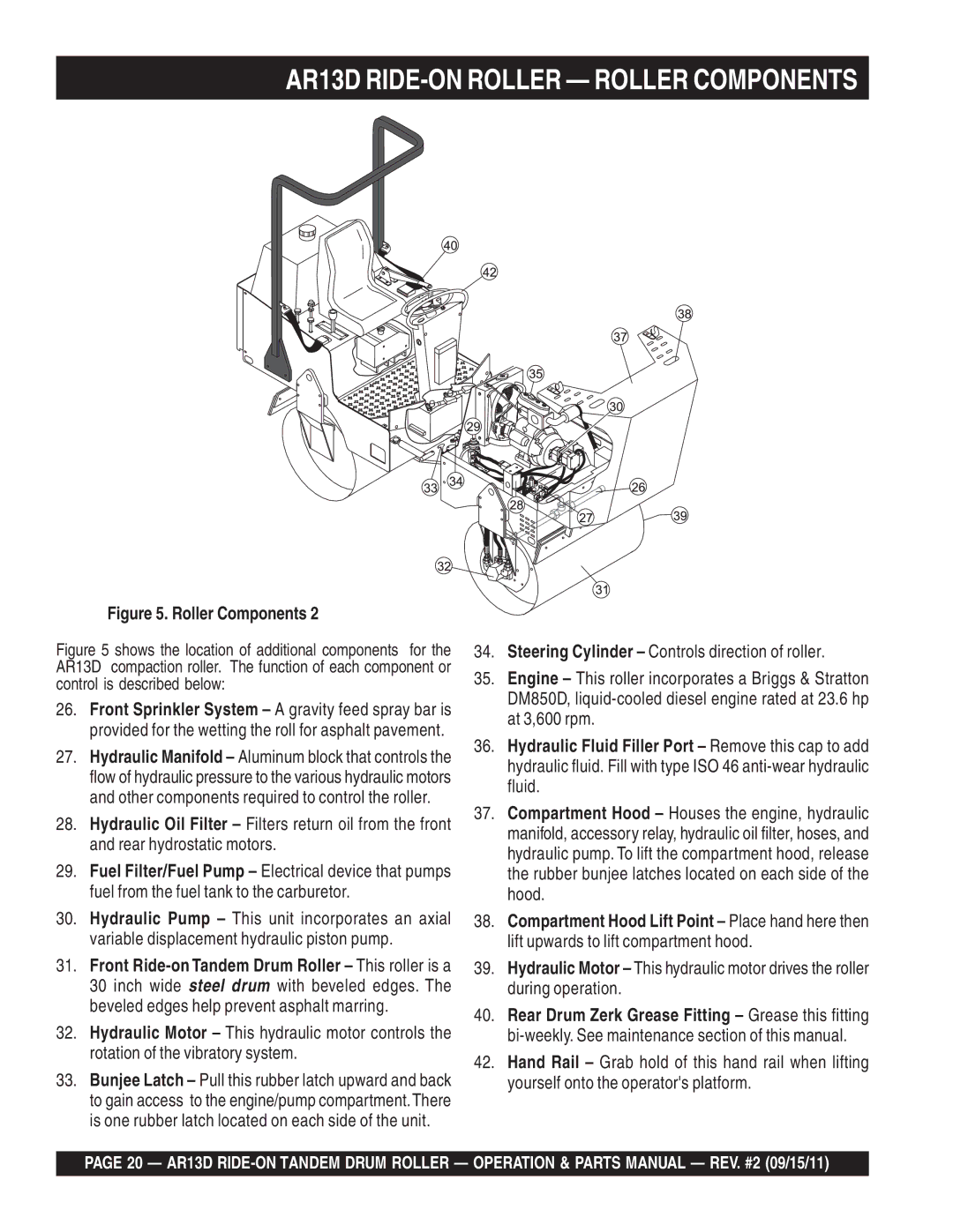 Multiquip manual AR13D RIDE-ON Roller Roller Components 