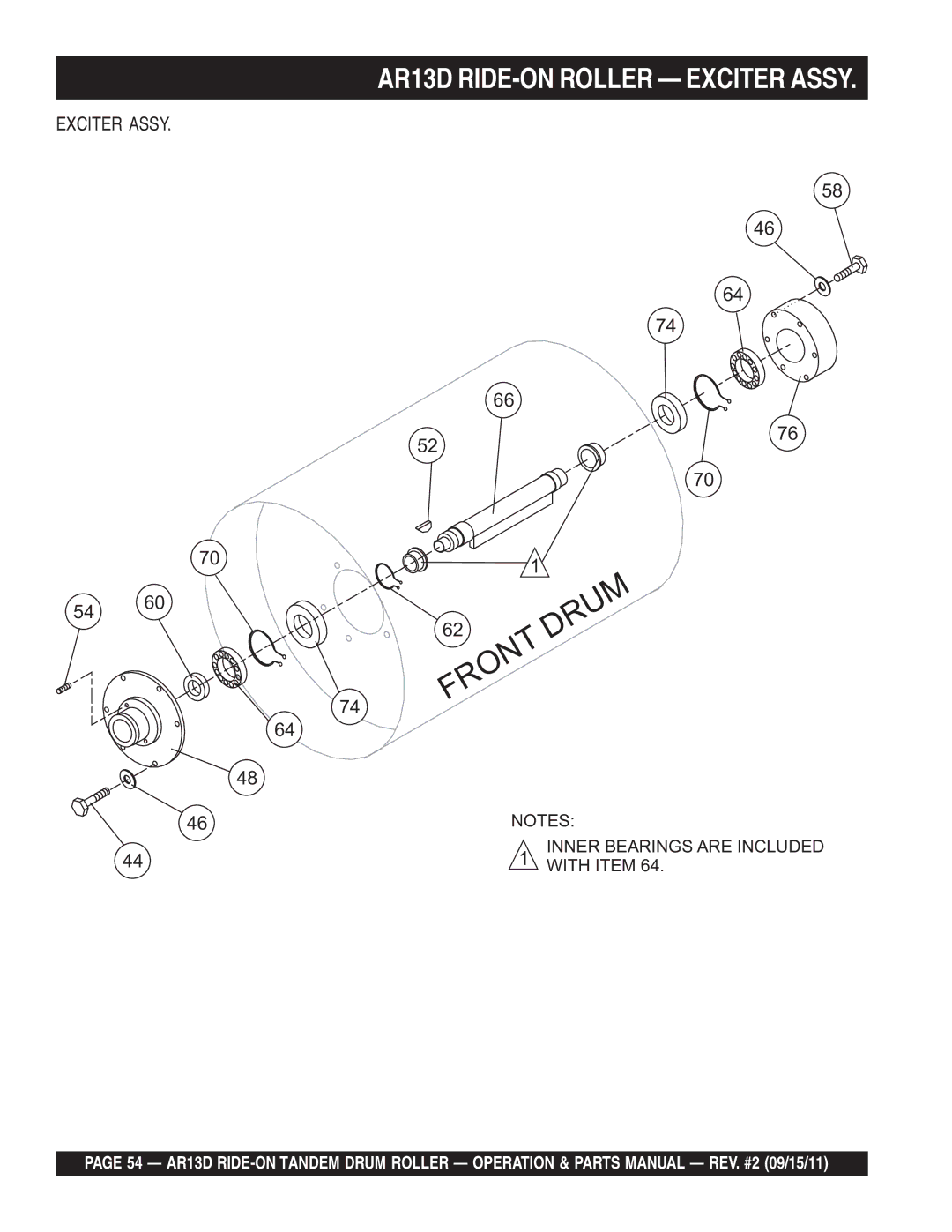 Multiquip manual AR13D RIDE-ON Roller Exciter Assy 