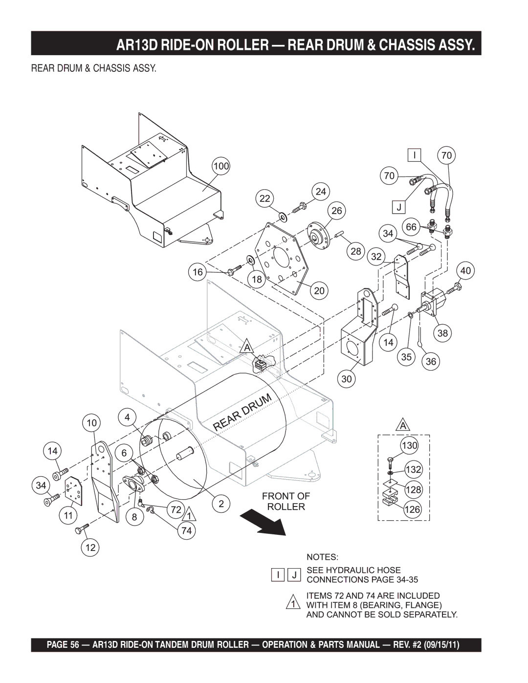 Multiquip manual AR13D RIDE-ON Roller Rear Drum & Chassis Assy 