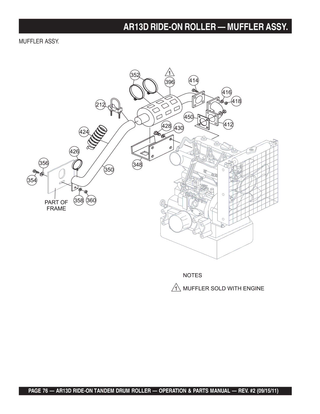 Multiquip manual AR13D RIDE-ON Roller Muffler Assy 