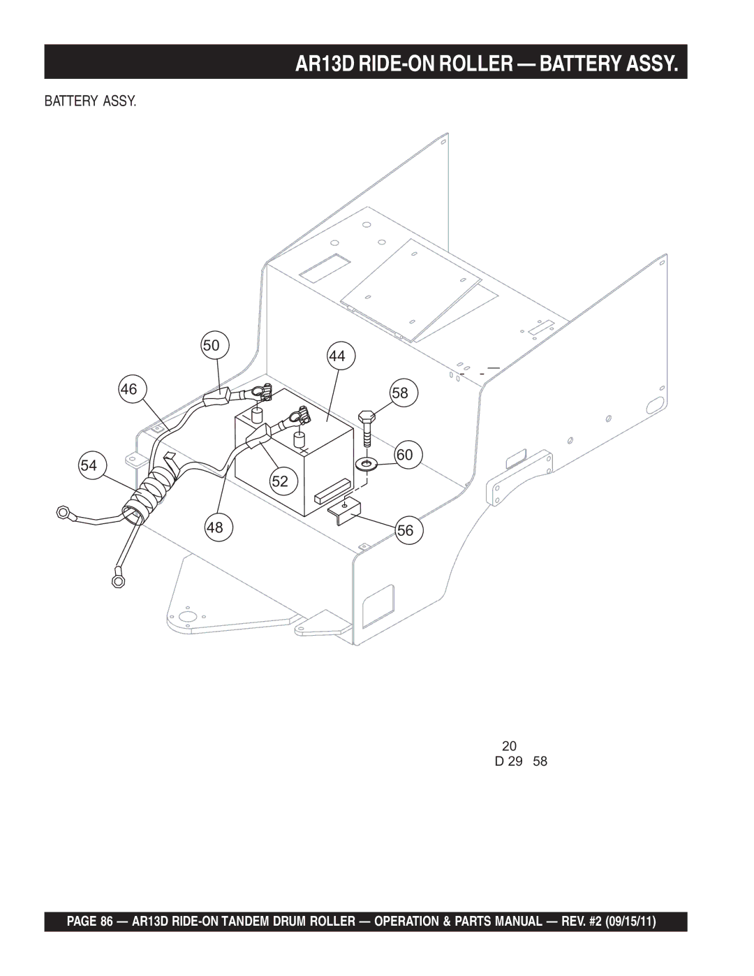 Multiquip manual AR13D RIDE-ON Roller Battery Assy 