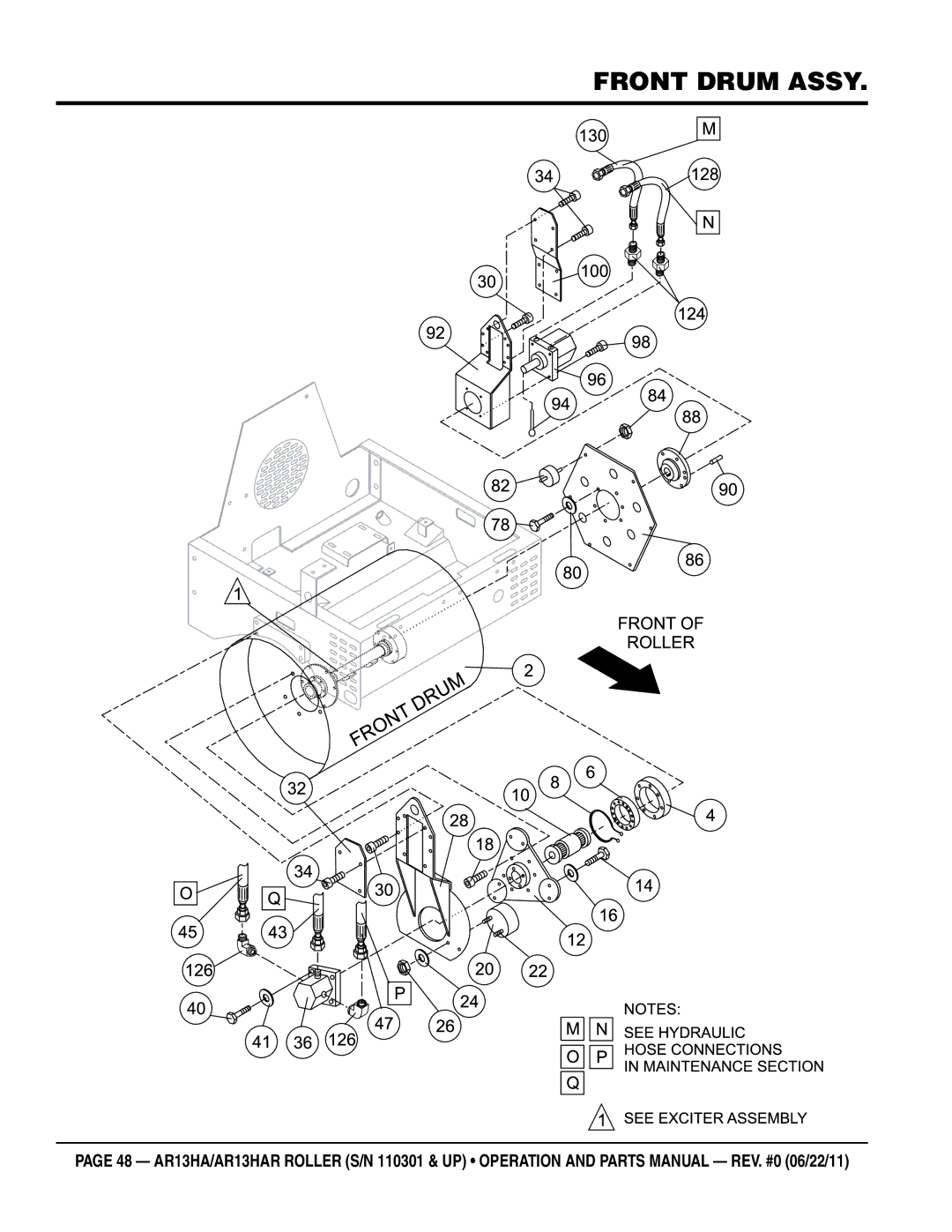 Multiquip AR13HAR manual Front drum assy 