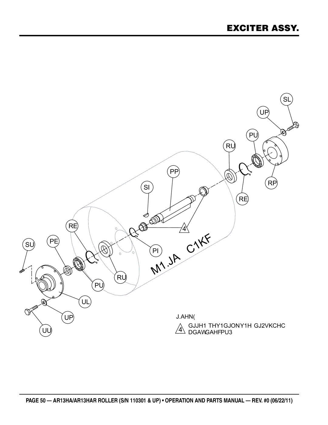 Multiquip AR13HAR manual Exciter assy 