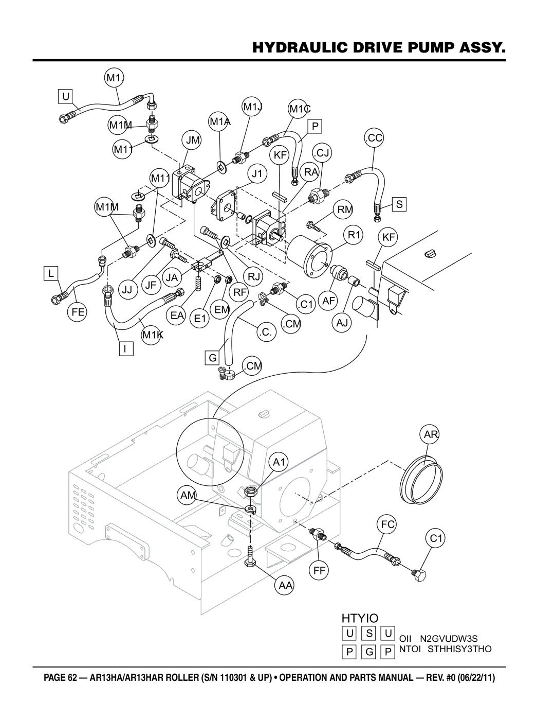 Multiquip AR13HAR manual Hydraulic drive pump assy, 201 202 200 206 209 204 199 196 190 192 203 191 