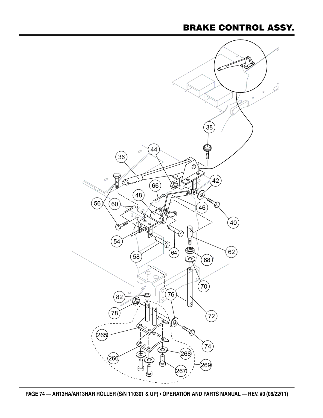 Multiquip AR13HAR manual Brake control assy 