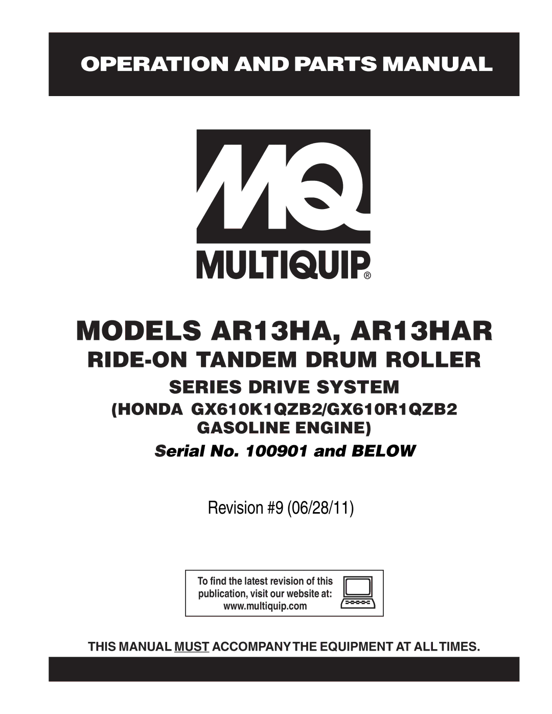 Multiquip manual Models AR13HA, AR13HAR 