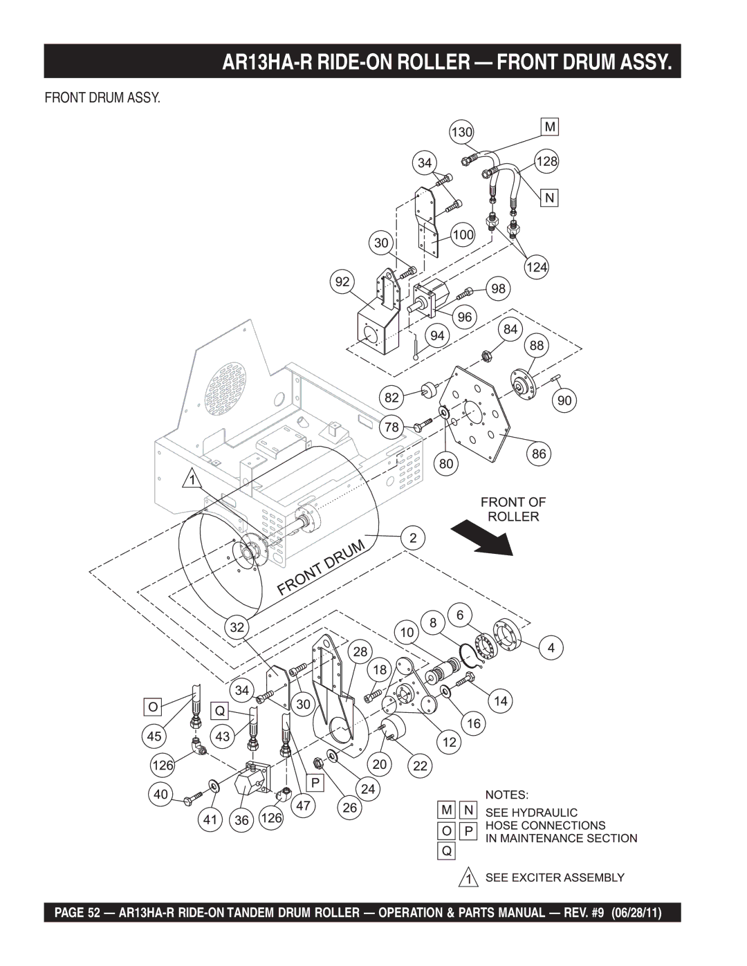 Multiquip AR13HAR manual AR13HA-R RIDE-ON Roller Front Drum Assy 