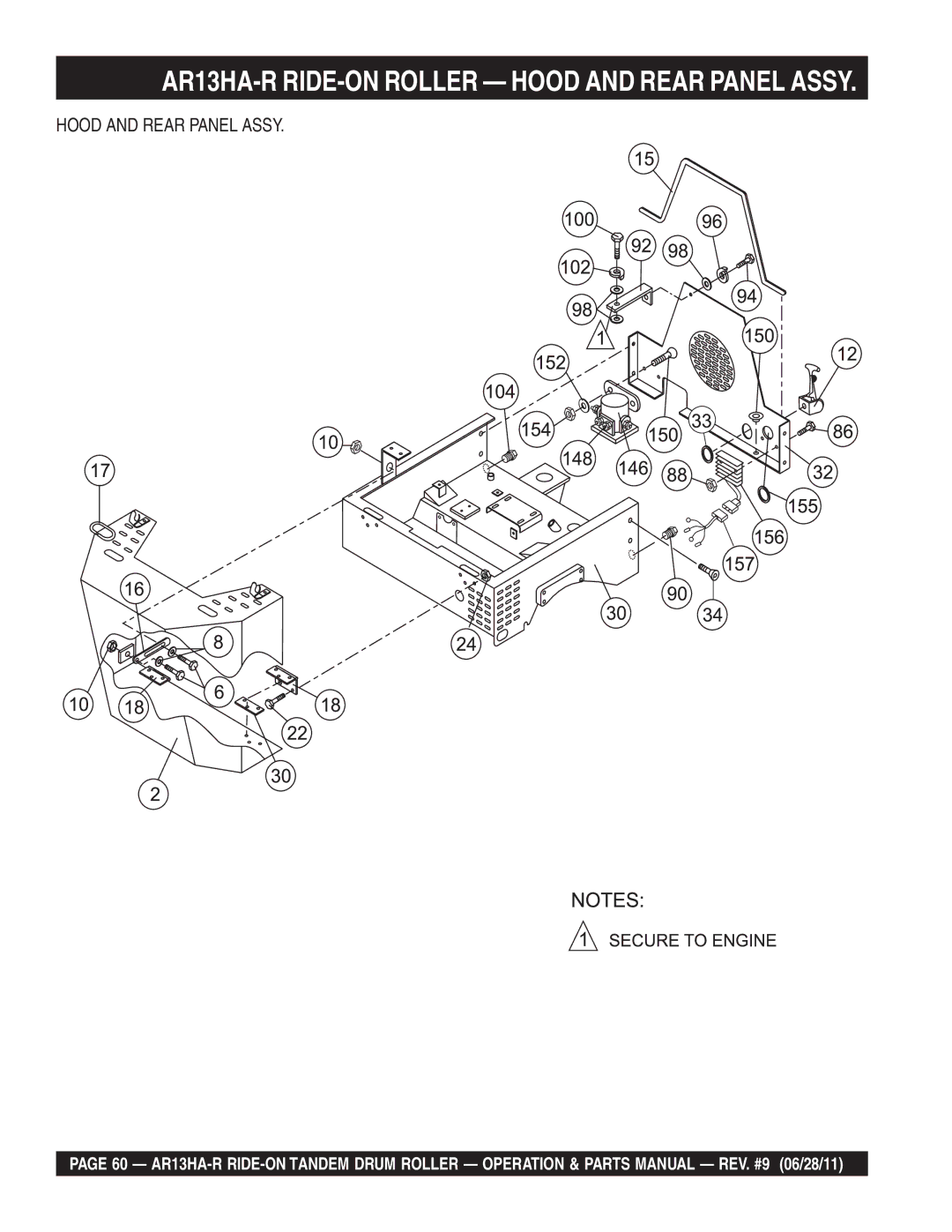 Multiquip AR13HAR manual AR13HA-R RIDE-ON Roller Hood and Rear Panel Assy 