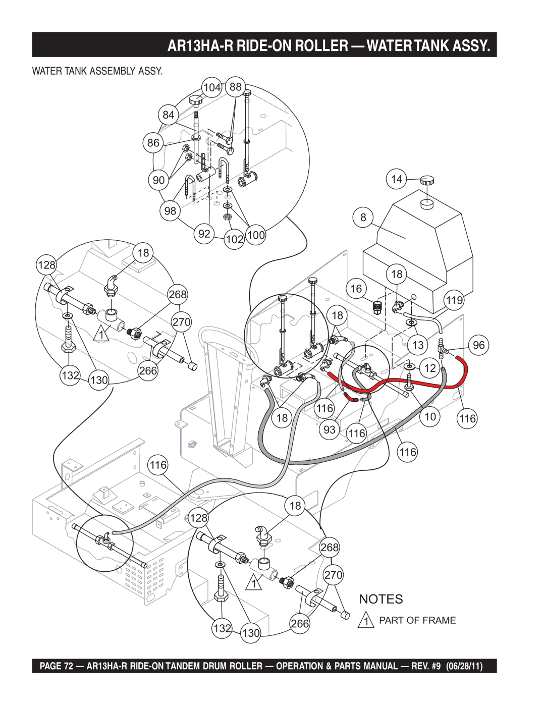 Multiquip AR13HAR manual AR13HA-R RIDE-ON Roller -WATERTANK Assy, Water Tank Assembly Assy 