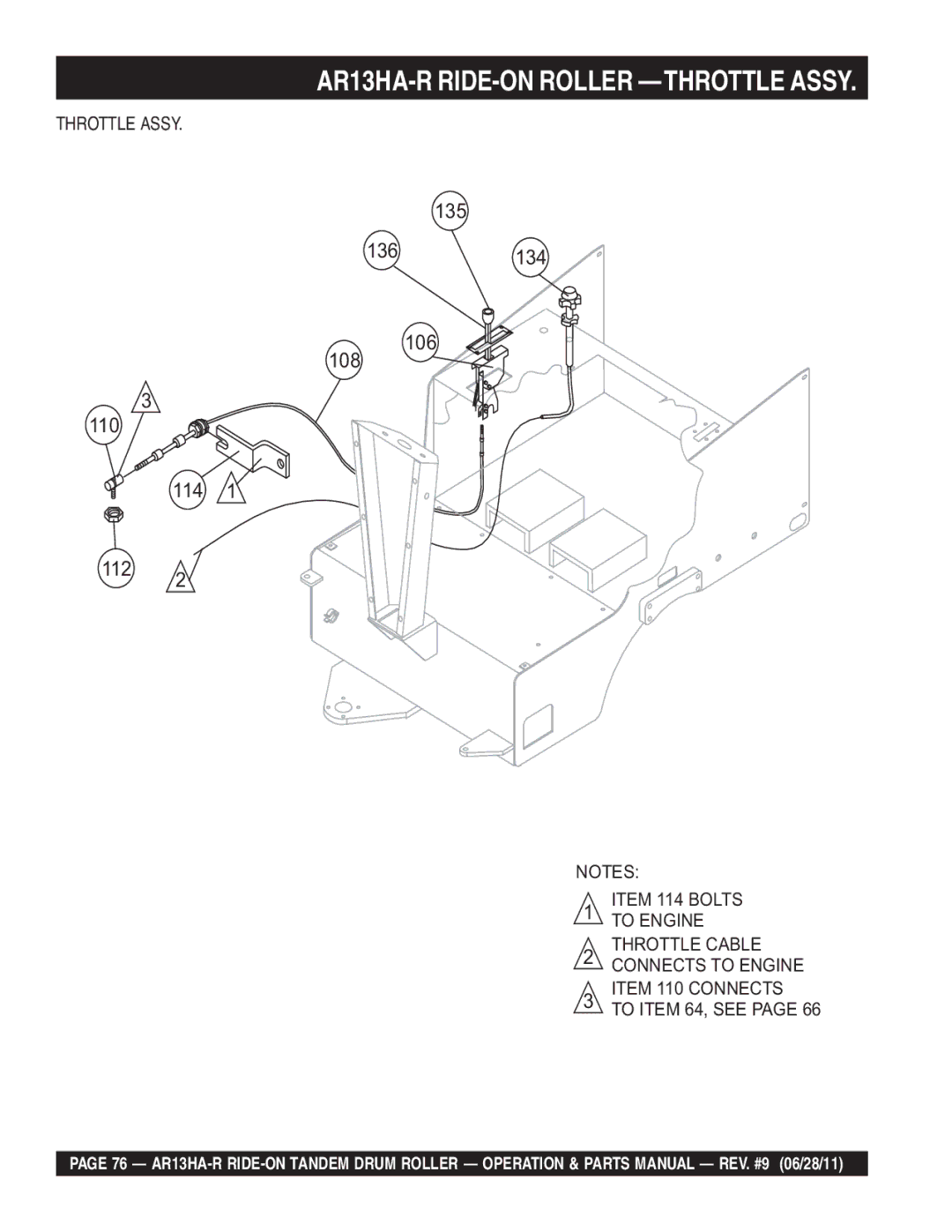 Multiquip AR13HAR manual AR13HA-R RIDE-ON Roller -THROTTLE Assy, Throttle Assy 