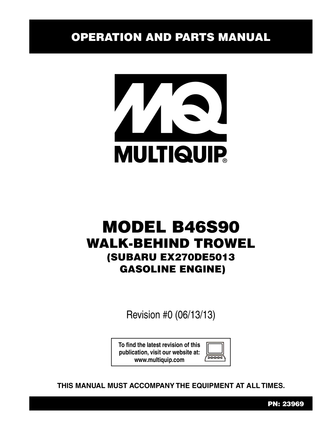 Multiquip manual Model b46s90 