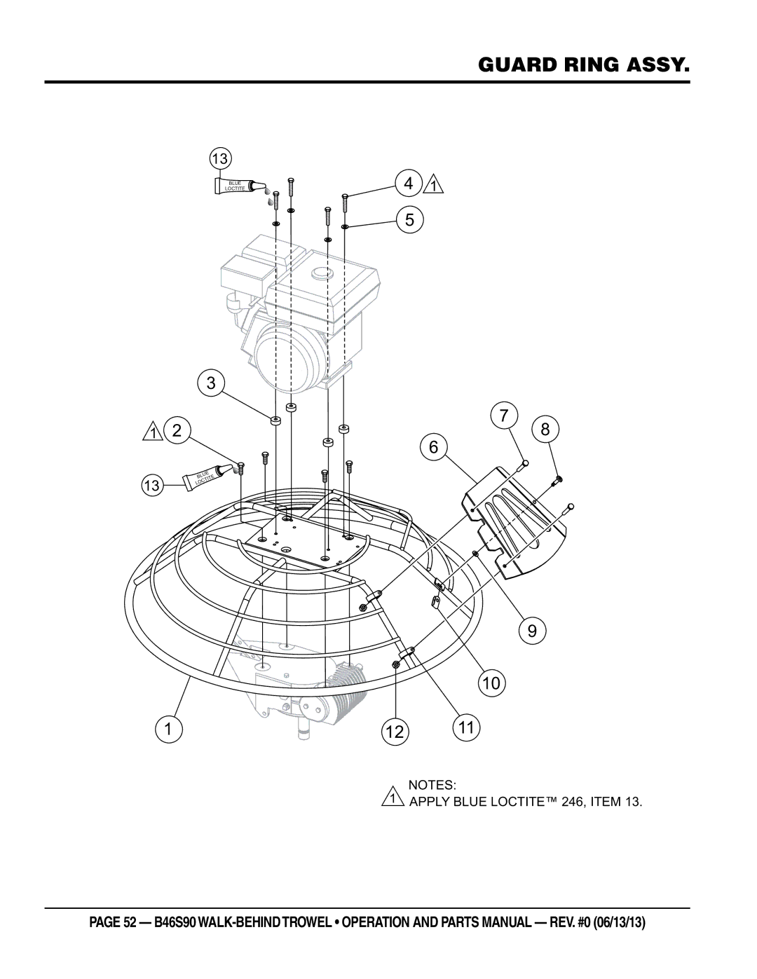 Multiquip b46s90 manual Guard Ring Assy 