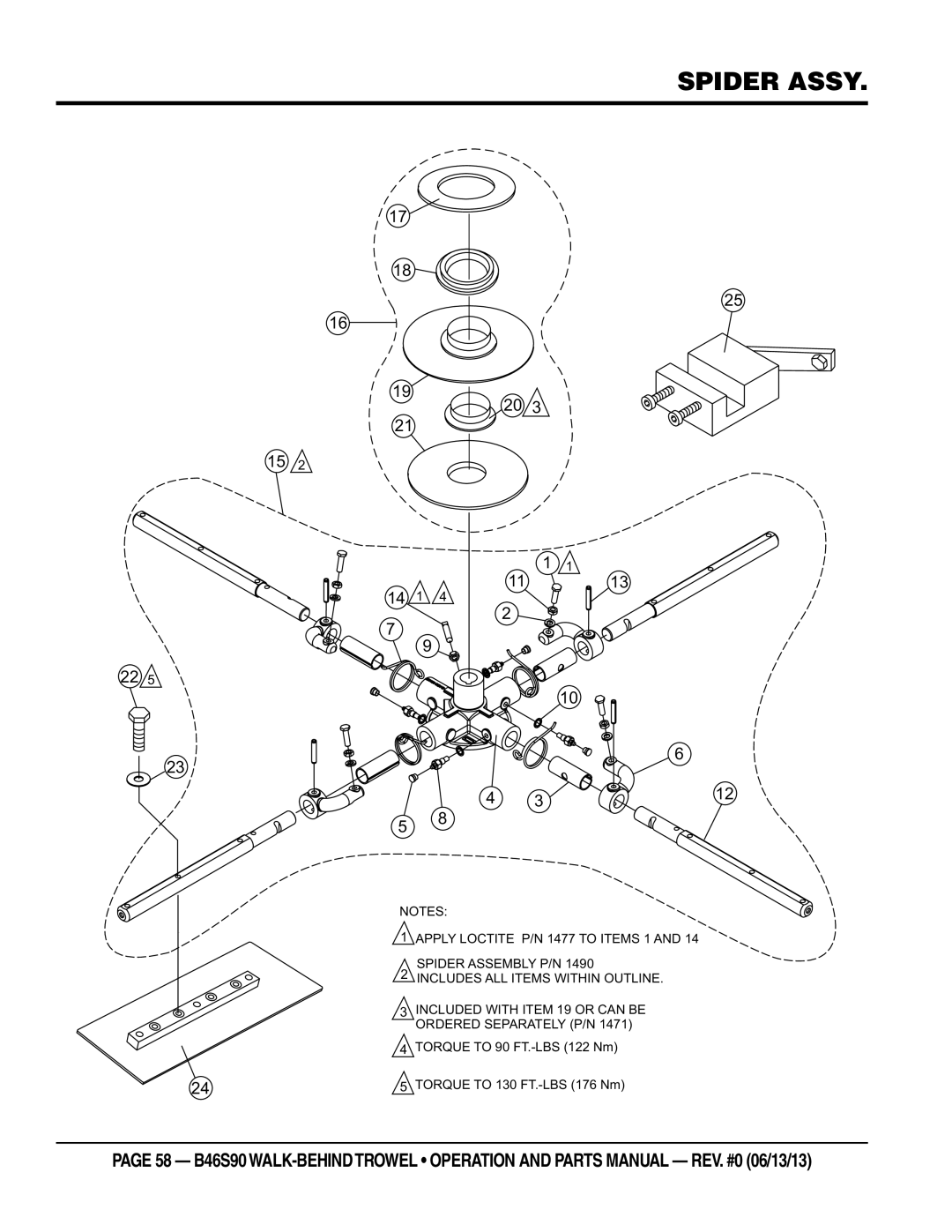 Multiquip b46s90 manual Spider Assy, 14 1 