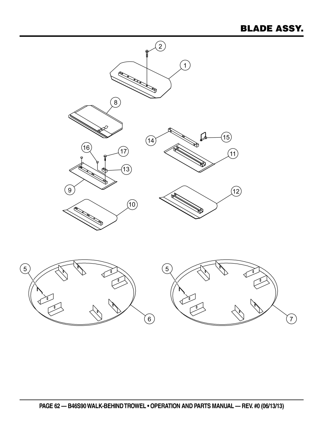 Multiquip b46s90 manual Blade Assy 