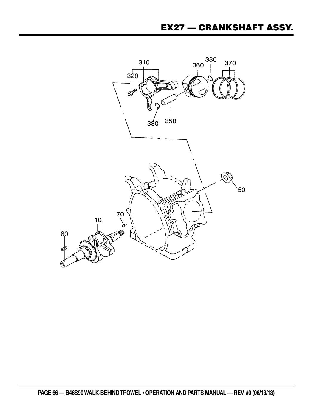 Multiquip b46s90 manual EX27 crankshaft assy 