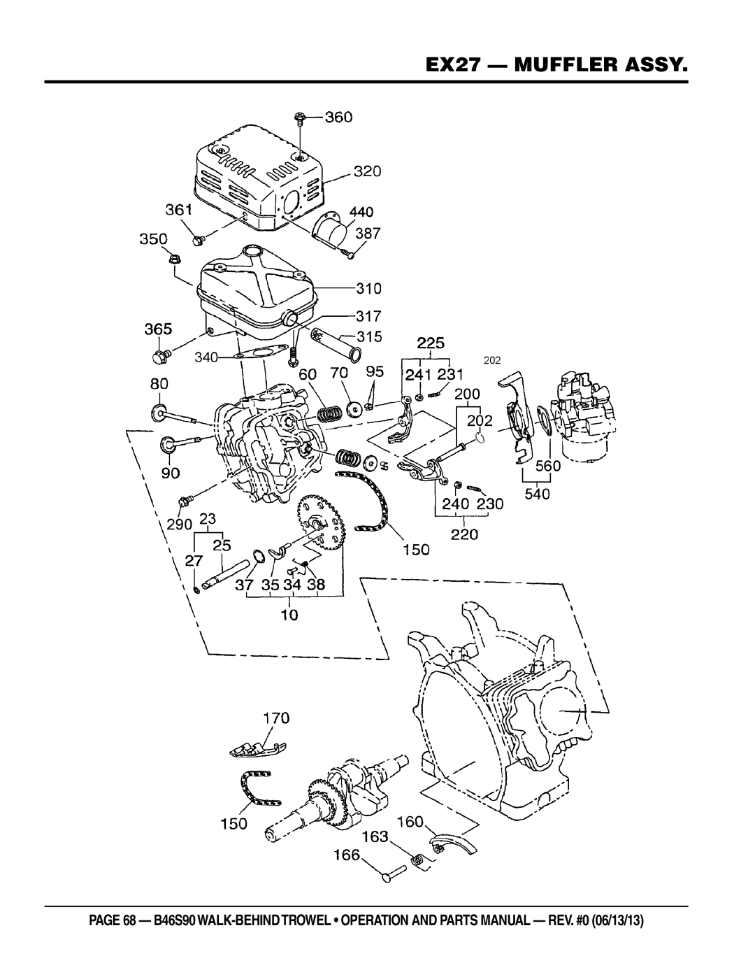 Multiquip b46s90 manual EX27 muffler assy 