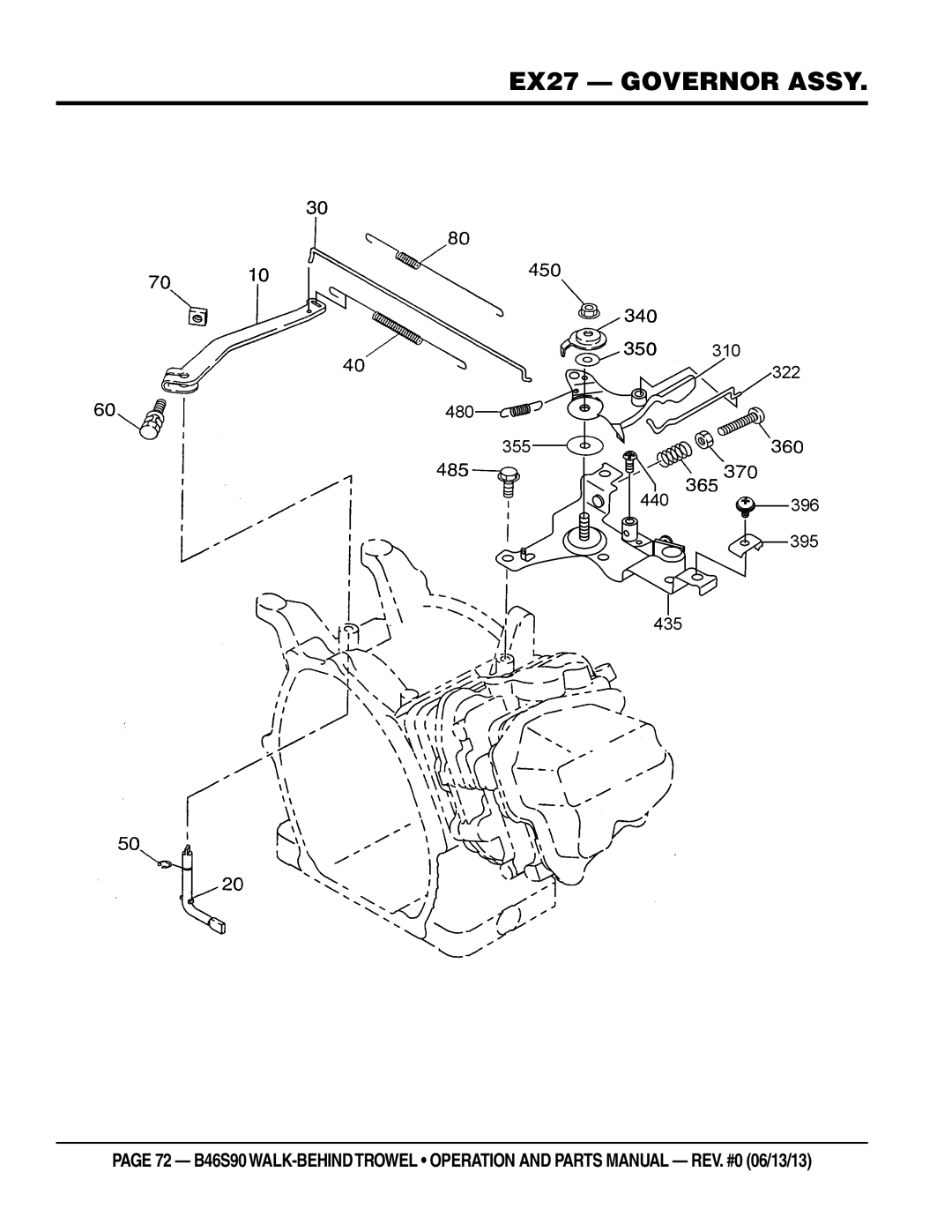 Multiquip b46s90 manual EX27 governor assy 